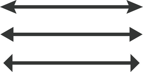 Dual sided long arrow set. Horizontal long straight arrows collection. Double side long arrow symbol. Two sided long arrow