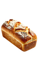 A golden-brown loaf of artisan bread, featuring a slightly cracked top crust with visible cheese inserts, sits on a black background