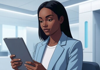 Professional Woman Using Digital Tablet in Office
