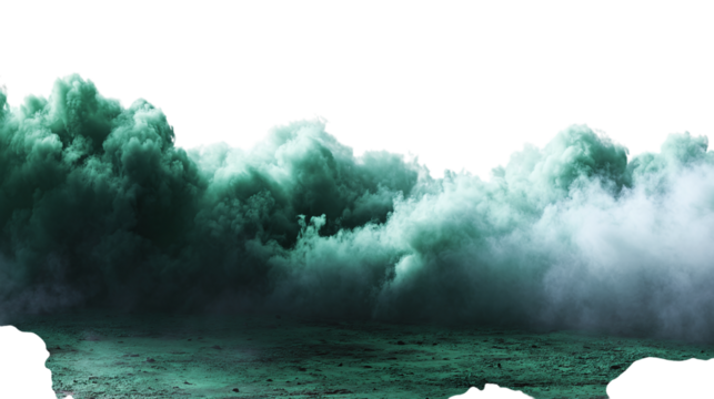 Creepy green fog smoke rolling low across the ground, cinematic atmosphere isolated on transparent background  - Powered by Adobe