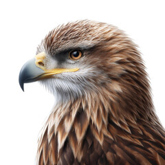 Obraz premium Detailed Close-up of a Majestic Bird of Prey Showcasing Its Sharp Eyes and Distinctive Feather Patterns in Natural Light