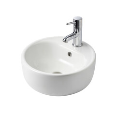 Fototapeta premium Modern White Bathroom Sink with Chrome Faucet for Contemporary Home Interior Design and Renovation Projects
