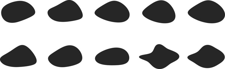 Abstract blobs organic shape set. Fluid liquid rectangle shapes collection. Speech bubble blob shape