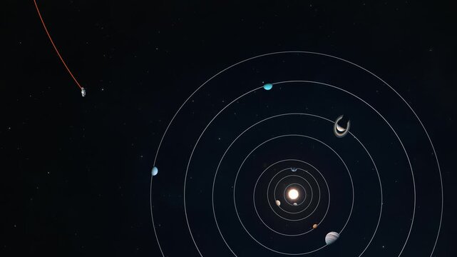 Asteroid Entering the Solar System Top Animated Diagram
