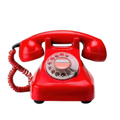 an old fashioned red telephone isolated on transparent background