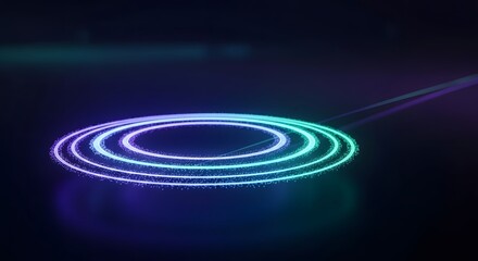 Fototapeta premium Dynamic light trails streak across a blue abstract background, evoking a sense of speed and modern technology