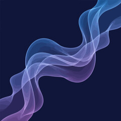 Abstract design of flowing, translucent waves in shades of blue and purple.