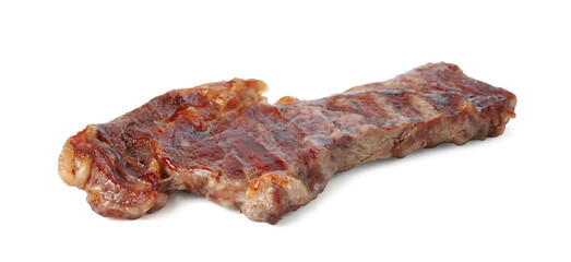 Piece of delicious grilled beef meat isolated on white