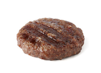 Delicious grilled beef patty isolated on white