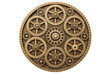 Obraz premium 3d intricate steampunk gear mechanism isolated on transparent background