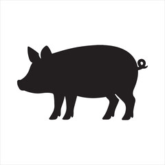 Pig silhouette vector illustration farm anima