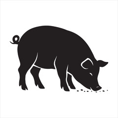 Pig graphic icon. Pig black silhouette isolated on white background. Vector illustration