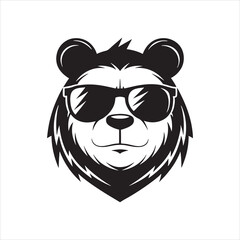 A minimalist shows cool bear wearing sunglasses with a clean and stylish design.
