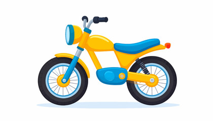 Fototapeta premium Charming Cartoon Motorcycle Illustration Bright Yellow Ride with Oversized Wheels, Isolated