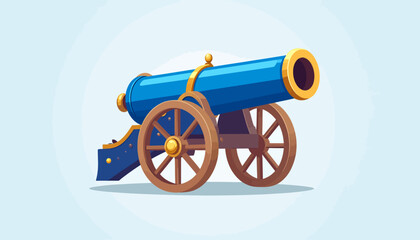 Antique Cannon Illustration A Blue and Gold Vector Design for Historical or Artistic Projects