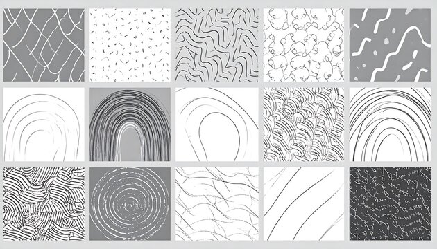 Abstract monochrome line patterns collection