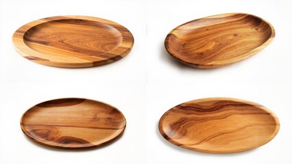 Four wooden bowls on a white background backgrounds movement cartoonish creative layers frame gesture composition figure illustration style motion emotion design colorful elements expression