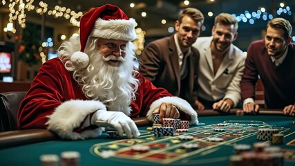 A man dressed as Santa Claus playing craps in a casino - Powered by Adobe