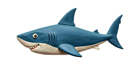 Obraz premium Shark plasticine clay icon isolated on white background friendly side profile