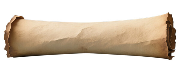 Beige Leather Scroll with Transparent Background, Vintage Illustration for Design