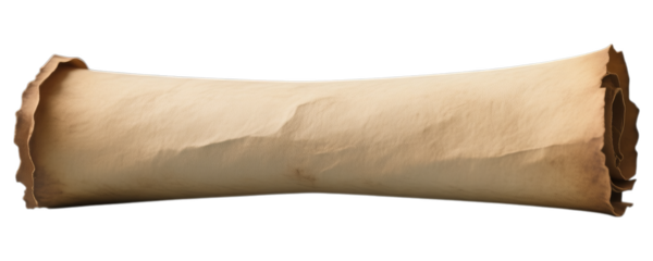 Beige Leather Scroll with Transparent Background, Vintage Illustration for Design