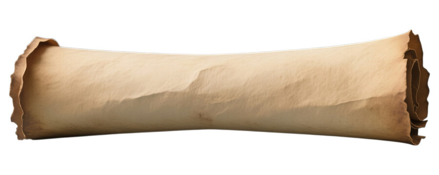 Beige Leather Scroll with Transparent Background, Vintage Illustration for Design