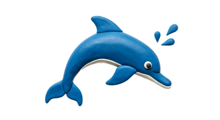 Dolphin plasticine clay icon isolated on white background mid leap with splash