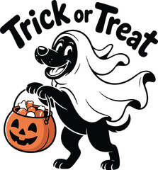 Halloween dog ghost costume silhouette design