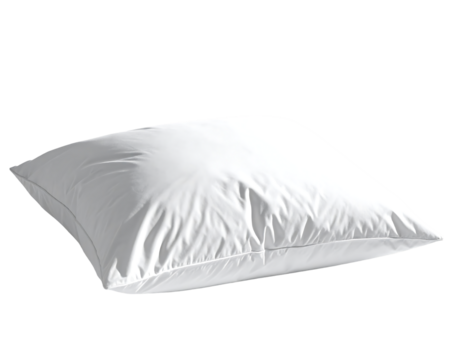A pristine white rectangular pillow, softly creased, rests on a black background, showcasing its smooth, slightly crumpled surface and simple design