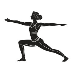 Fototapeta premium Yoga Woman in Warrior Pose Silhouette Vector Illustration – Updated Design