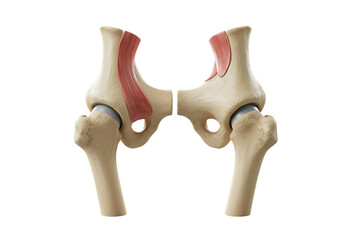 Anatomical illustration of the human hip joints isolated on transparent background