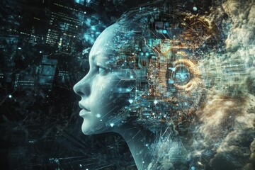 Glowing marble sculpture digital art