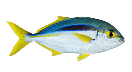 Isolated Yellowstripe Trevally Fish, a saltwater species from Indo-Pacific ocean in full view