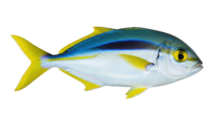 Isolated Yellowstripe Trevally Fish, a saltwater species from Indo-Pacific ocean in full view