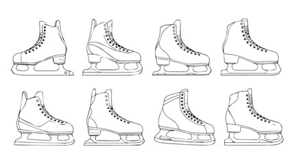 Collection of detailed ice skate outlines for winter sports and skating enthusiasts silhouette