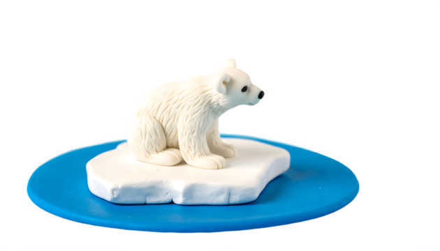Polar bear plasticine clay icon isolated on white background on ice floe