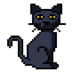 Obraz premium Pixel Art Icon - Black Cat