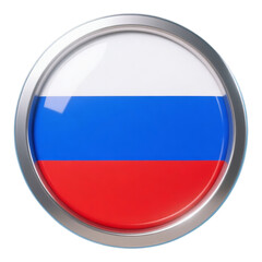 Fototapeta premium Glossy Red and Blue Stripe Button on Transparent Background, 3D Realism Graphic for Web Design