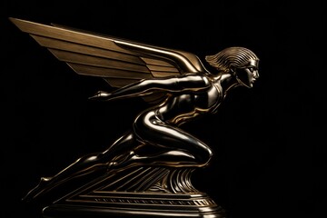 Polished Art Deco winged figure. Use for fine art, luxury branding, architectural detail and collectible design
