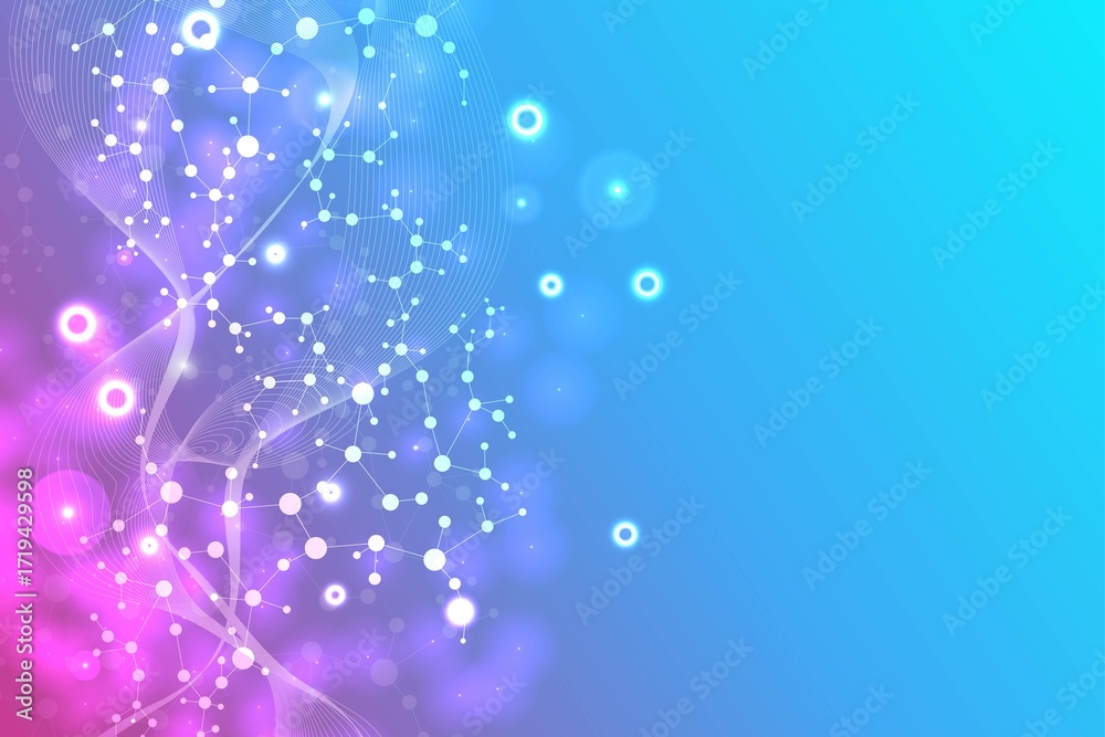 Canvas Prints modern abstract molecules structure for science or medical background. dna helix or atom visualizati