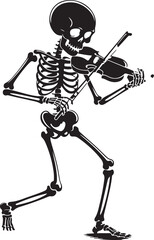 Halloween skeleton playing violin silhouette vector