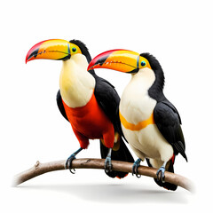 Toucans, isolated white background   