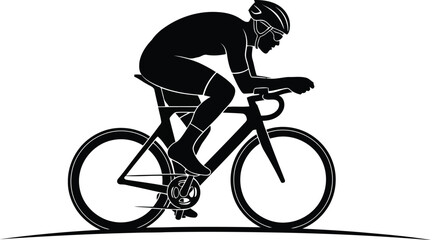 Silhouette of a cyclist in racing gear on a road bike