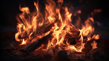 Warm bonfire burning brightly creating a cozy and inviting atmosphere in the darkness