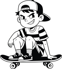 Cartoon boy with a skateboard