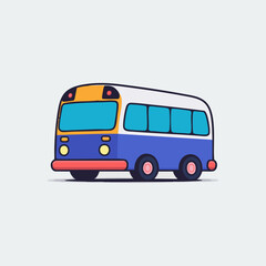 Cute Travel Bus Cartoon Illustration