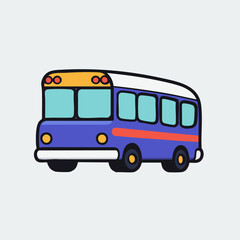 Happy Bus Character Cartoon Illustration