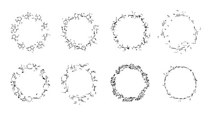 Delicate leaf wreaths collection for elegant seasonal decorations and nature-inspired design elements silhouette