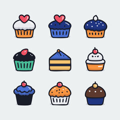 Adorable Cupcake Cartoon Bakery Set