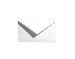 A clean, white envelope with a pointed flap, digitally rendered,  showing subtle shadow and highlights
